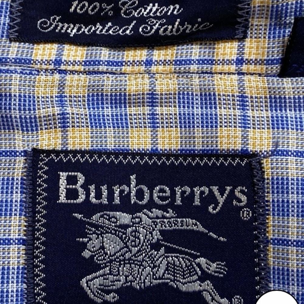 Authentic vintage Burberrys Men's Plaid Shirt in Blue and Yellow medium with COA